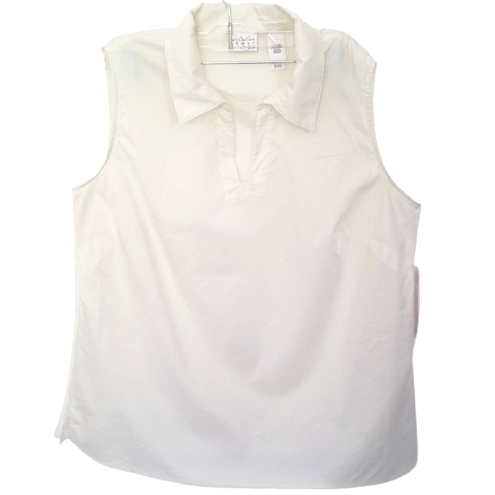 NWT Villager Sport Women's Plus Lightweight Cotton Sleeveless V-neck Shirt 1X